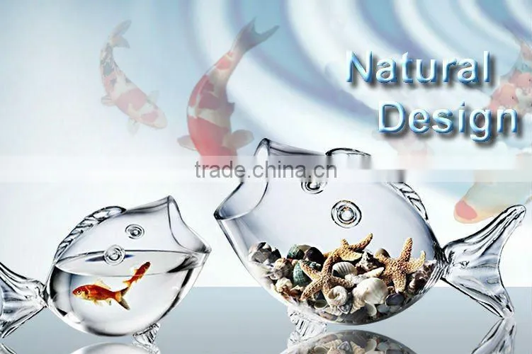 hand blown clear large fish shaped glass fish bowl