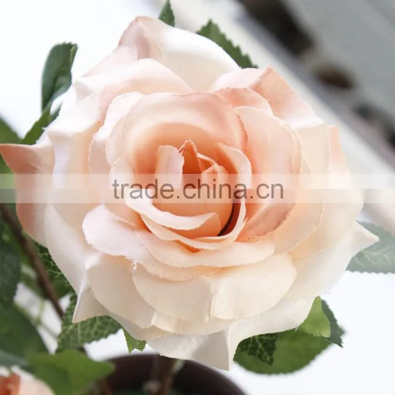 Home desktop decor silk flowers suit artificial rose bonsai