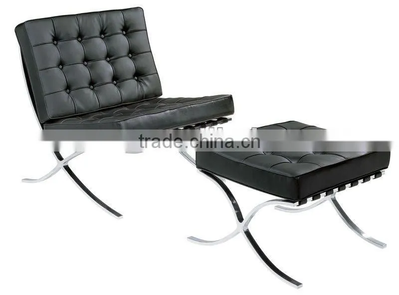 Leather barcelona chair with ottoman 8101