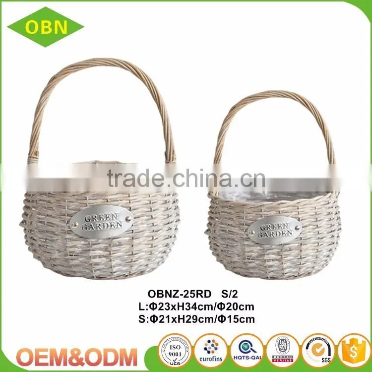 China new design wholesale high quality custom hanging wicker flower girl basket
