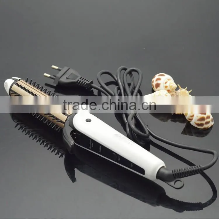 Hot selling hair salon equip hair straightening and curling iron brush with curler
