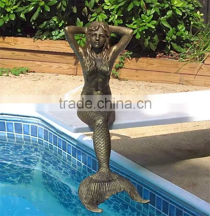2015 hot sale mordern home decor bronze cast iron mermaid statue