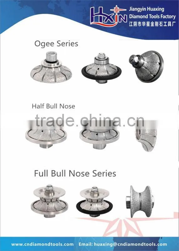 B shaped(half bullnose)Vacuum brazed diamond profile grinding wheels with Iron cover
