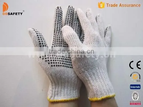 DDSAFETY 2017 Cotton Seamless Knitting Coated With CE PVC Industrial Glove