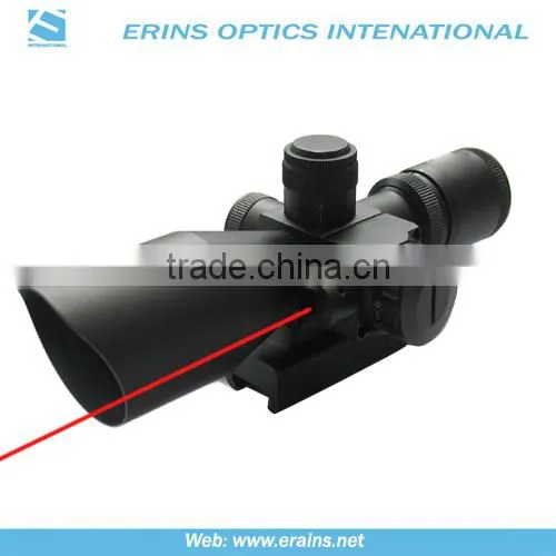 Compact 2.5-10X40 rifle scope red green Mil-Dot Reticle with side attached red laser sight scope combo