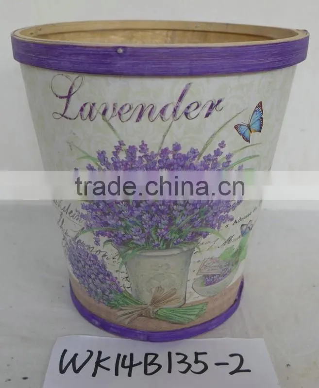 decal wooden flower pot wood pot with plastic liner garden decoration