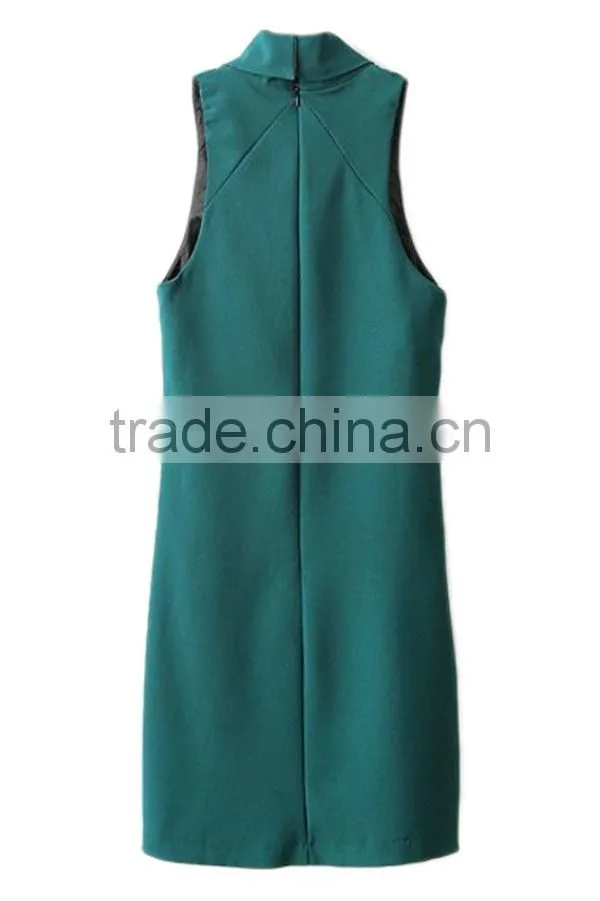 New design Beautiful ladies' loose fit sleeveless neck design suzhou dress