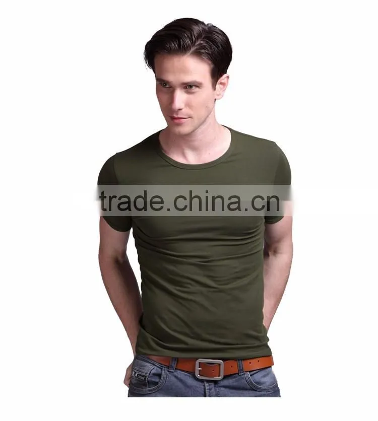 2016 new casual fashionable blank round- collar men's short sleeve t-shirt