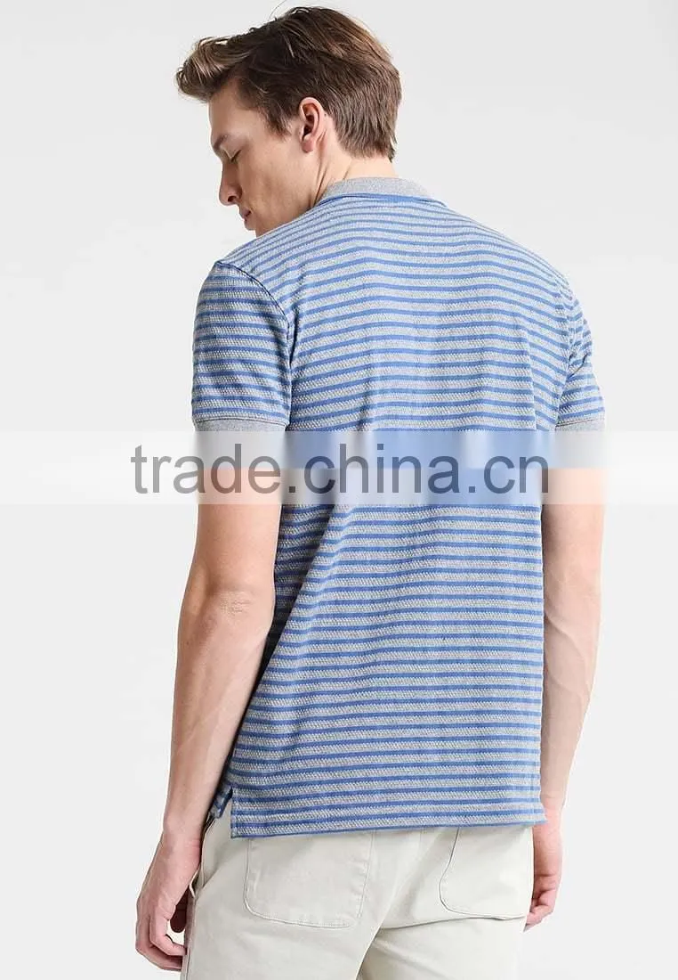 MGOO New Design Two Buttons Mens Polo Shirt Stripe Printing Pique Polo Shirts With Customized Logo