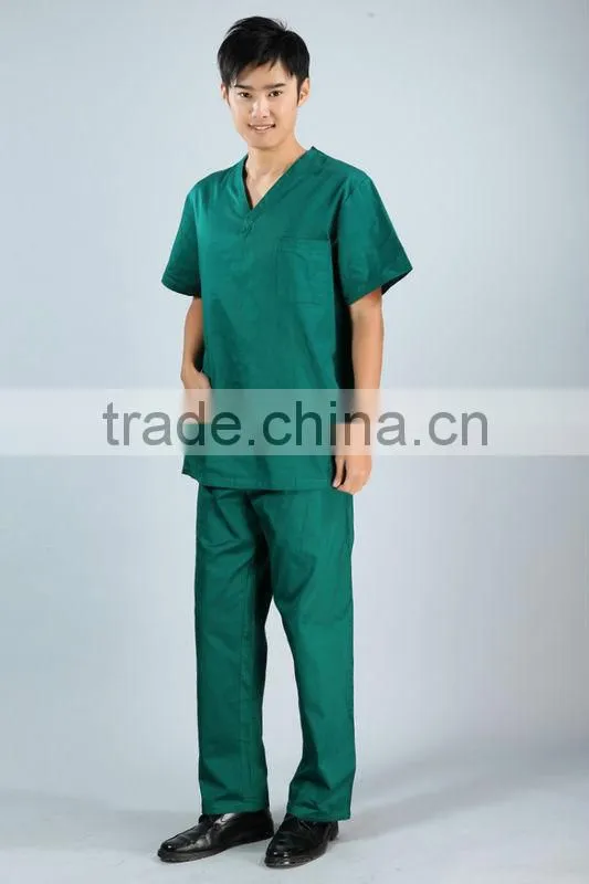 Pink V-Neck Hospital Uniform Scrubs with Front Pockets