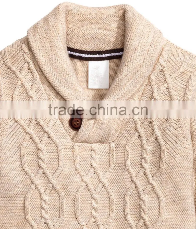 Soft cotton blend with wool content knitting patterns boys sweater with shawl collar