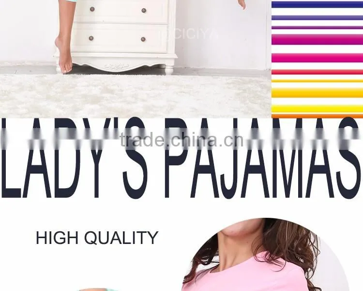 WHOLESALE CUSTOM-MADE S/S TOP+LEGGING CVC PRINTTING DESIGN PAJAMAS FOR WOMEN