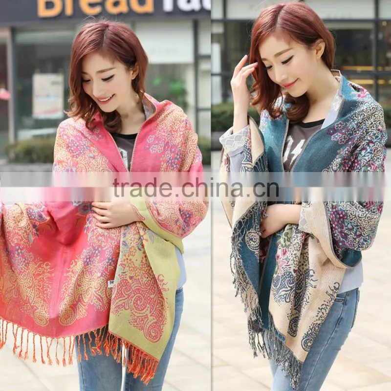 Hot sale women cheap promotional scarves , mix-color shawl scarves from china factory