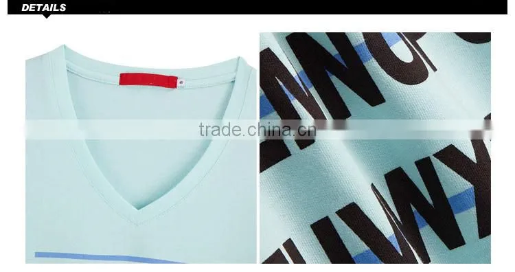 v neck sky blue fancy print t-shirts of women