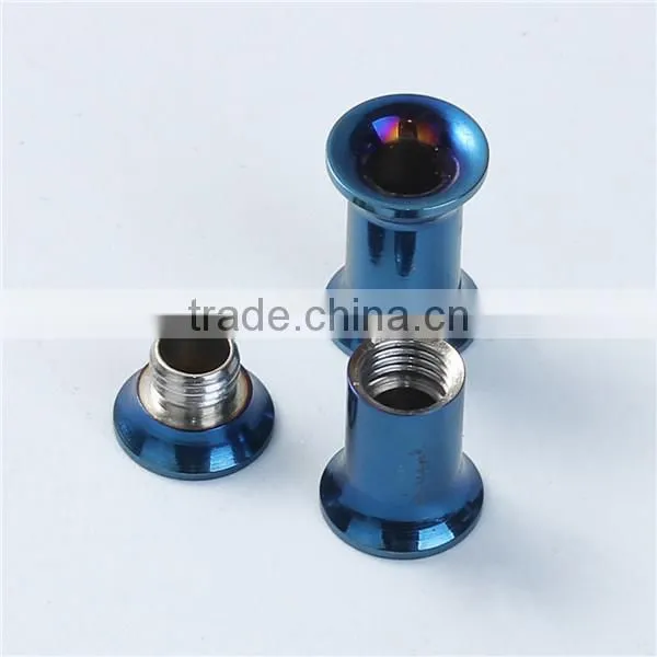 5mm Stainless Steel Ear Stretcher Expander Cylinder Blue Body Pirercing Jewelry