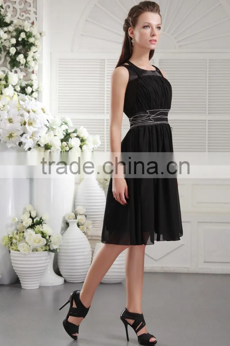 2017 New Fashion Elegant A-line Sexy Scalloped satin with sahses formal evening dress prom dresses ED111