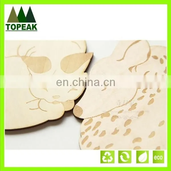 Promotional Home Decoration fox/deer/rabbit shape wooden cup coasters