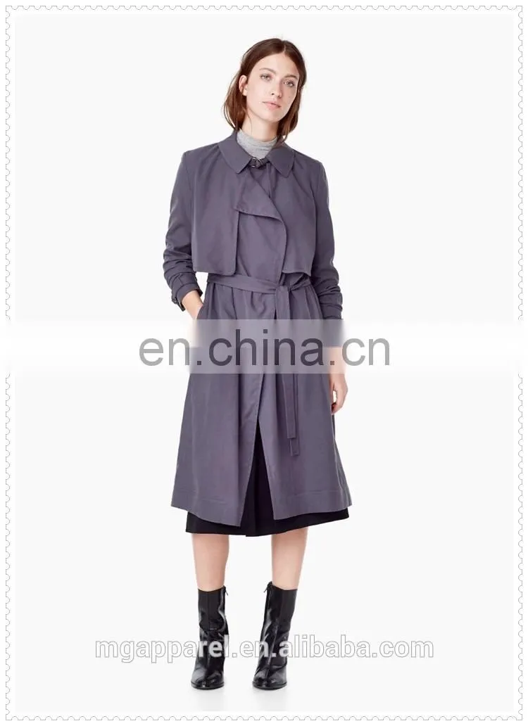 wholesale OEM winter clothes long sleeve coat modal-blend women long trench coat