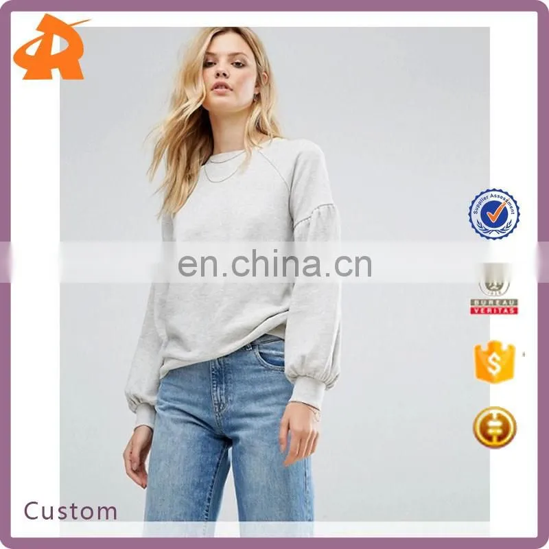 OEM Factory High Quality Cheap Price Crew Neck Sweatshirt Balloon Sleeve Sweatshirt