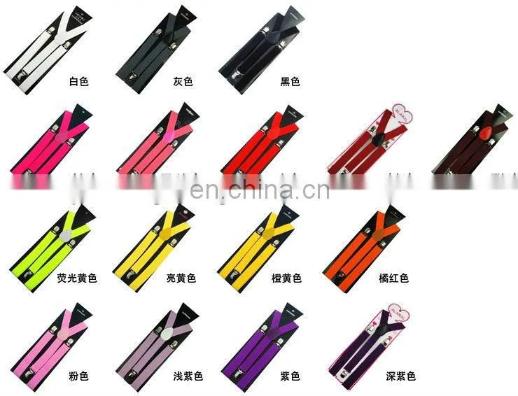 fashion X style men's working printed elastic suspenders with strong metal clips and ribbons