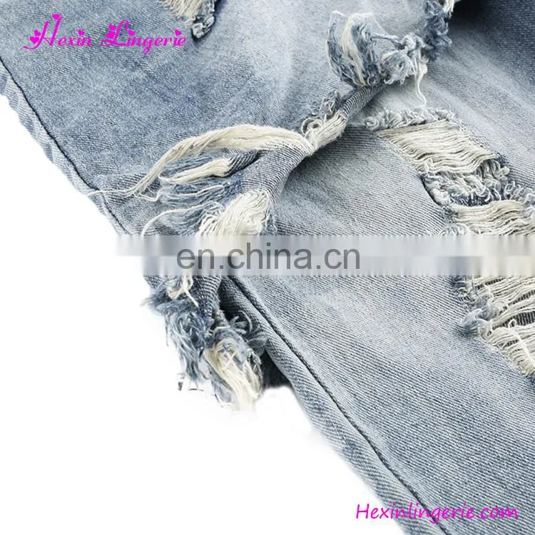 2017 Fashion High Elastic New Style hole Pants Jeans For Ladies