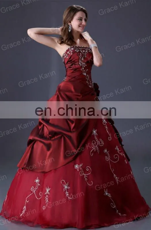 Grace karin long floor length red Prom Wedding Evening Dress Bridal Gown CL2516