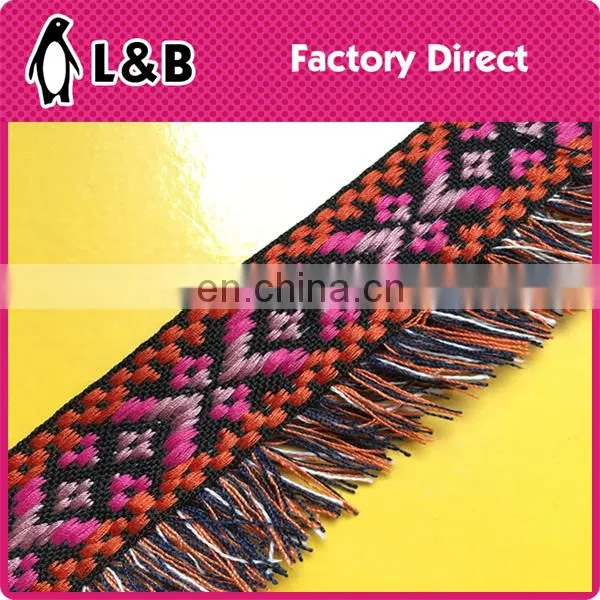 2017 Hot sale popular colorful soft garment jacquard fringe trimming