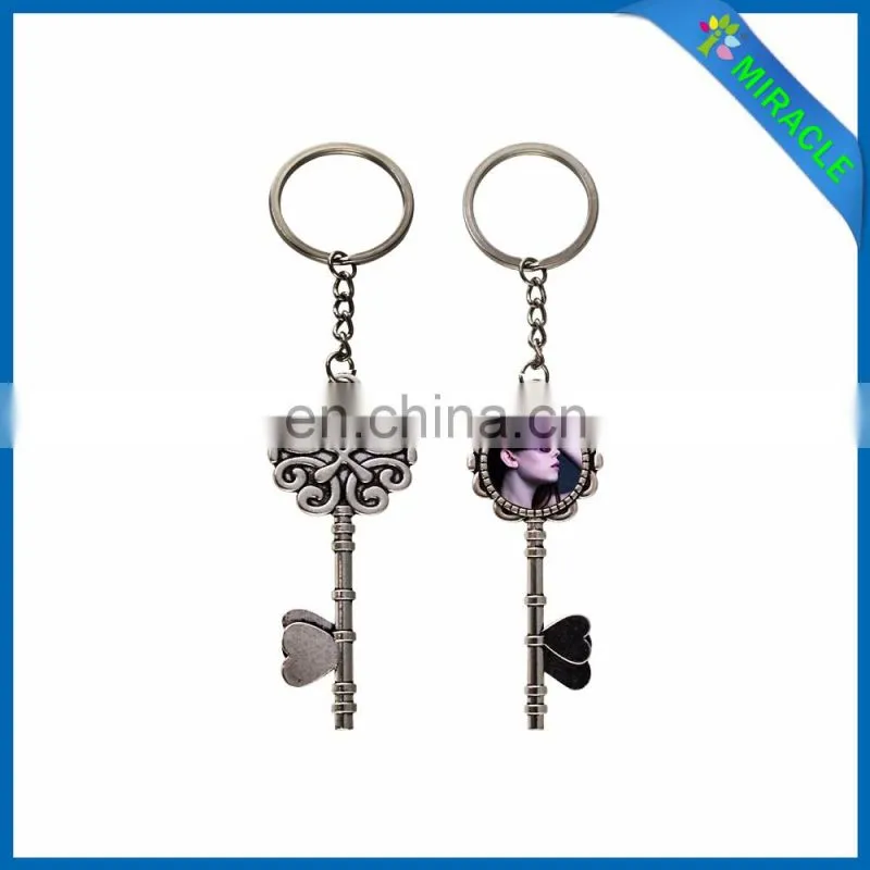 Sublimation Key Shaped roundl Metal Keychain