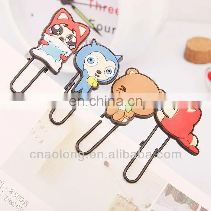 lovely creative custom logo soft pvc cartoon bookmark for kids