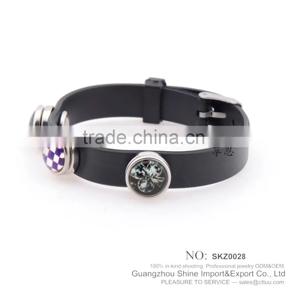 Hot sale real genuine leather bracelet with snap button bracelet