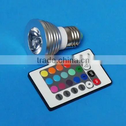 Super brightness E27 led spoting light RGB LED light With 24 keys Remote Controller