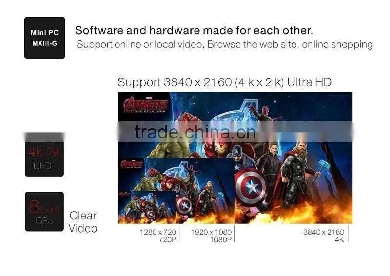 smart wifi android 4.4 S802 1080P 4k LC- MX3 MXIII TV box