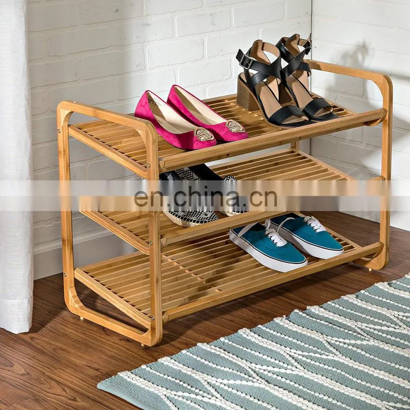 3 tier bamboo bench shoe rack storage home organizer shelf shoes