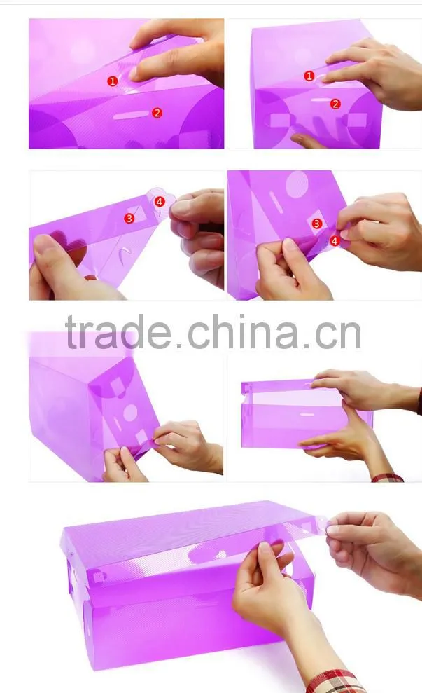 colored clear folding pp plastic storage shoe box