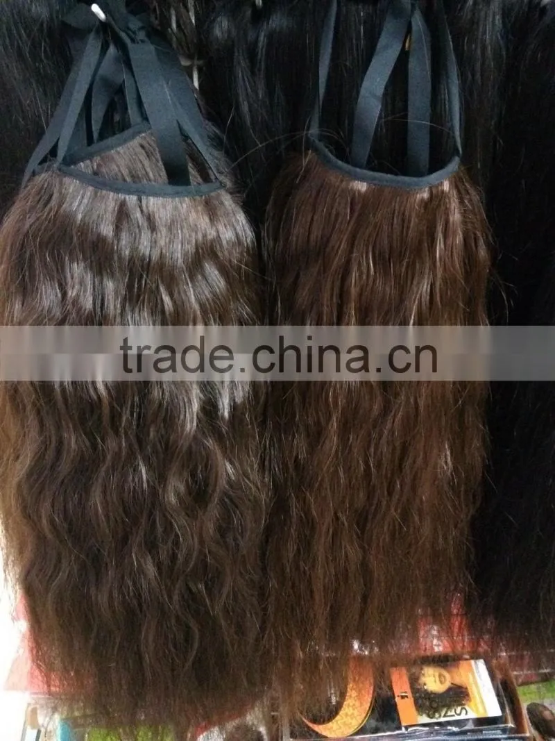 Brazilian hair 100% human hair,pony tail wig 20inch 90gram natural color 2# ,natural wave
