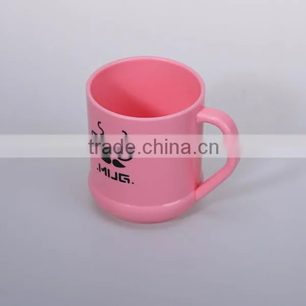 Plastic funny printed red coffee cups with handle