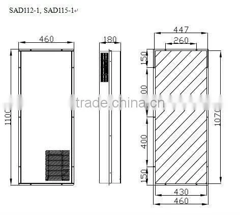 1200W IP23/IP55 Door mounted air conditioner for outdoor panel electric cabinet