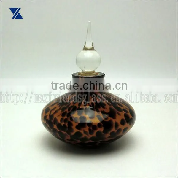 modern leopard print art cased glass perfume bottle, scent bottle hand made