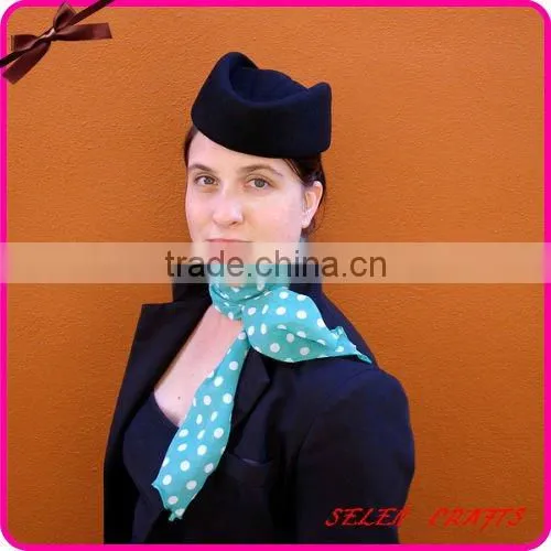 Fashion beige 100% wool felt pillbox hat with dots