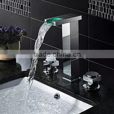 Antique China 3 Hole Brass LED Wash Basin Faucet