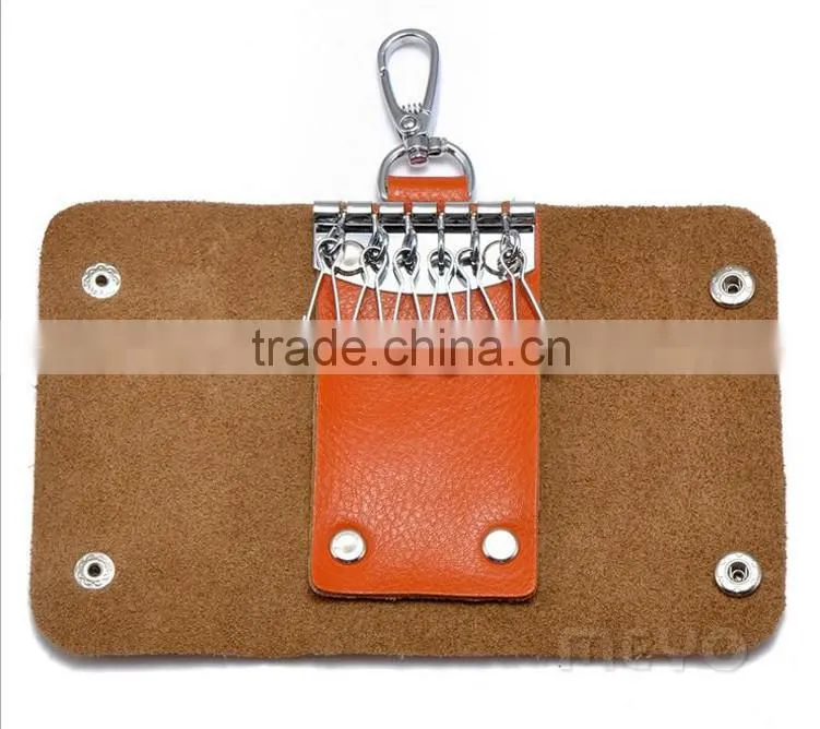 Protective snap closure full grain leather key wallet for key safe