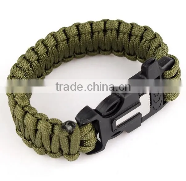 Bracelet Paracord Whistle Gear Flint Fire Starter Kits Outdoor