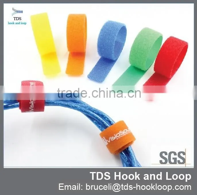 custom logo colorful hook and loop cable tie