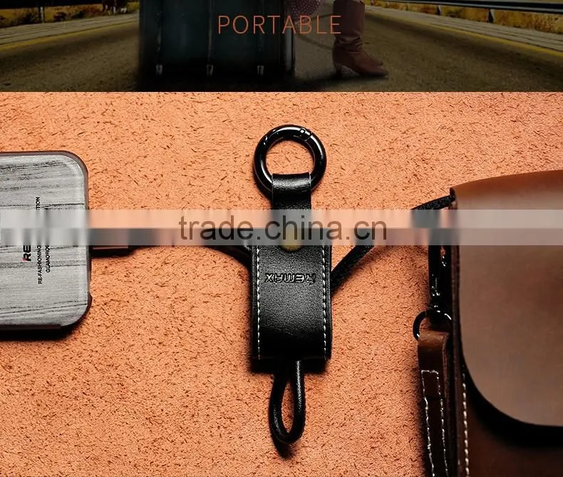 Remax RC-034i Genuine Leather Key Ring USB Cable for iPhone 6 6s Plus SE Cord Special Strap Design 32cm Cable For IOS TB-0389
