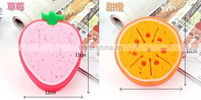 J195 4types Fruit Sponge Cleaning Cloth sponge scouring pad