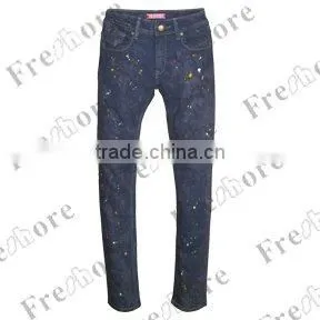 Lady's Striped Denim Jeans