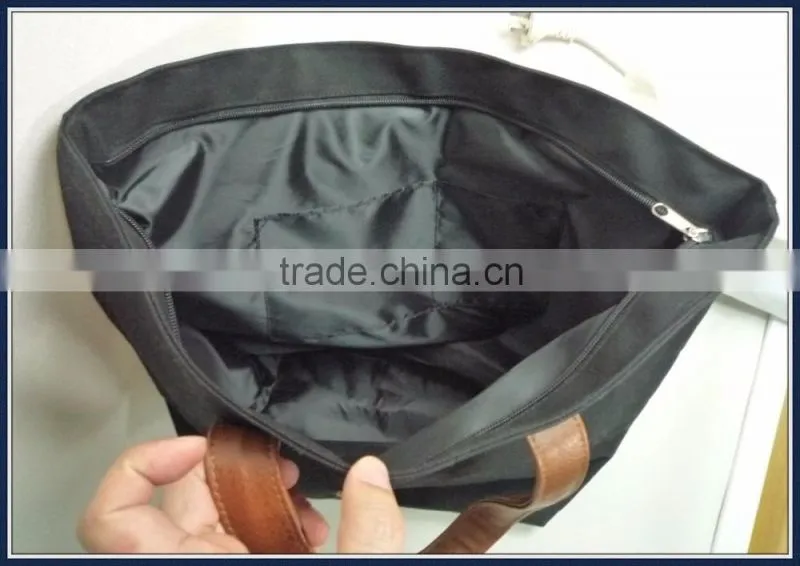 Canvas tote bag with pu leather handles