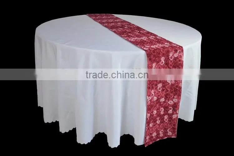 Red small rosette table runner embroidery table runner