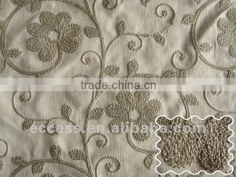 linen fabric embroidered fabric for modern home decoration