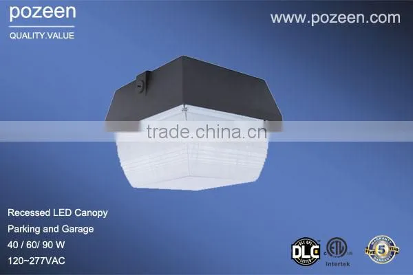 DLC listed 5 years warranty 2015 factory wholesalel high quality LED canopy light 90w